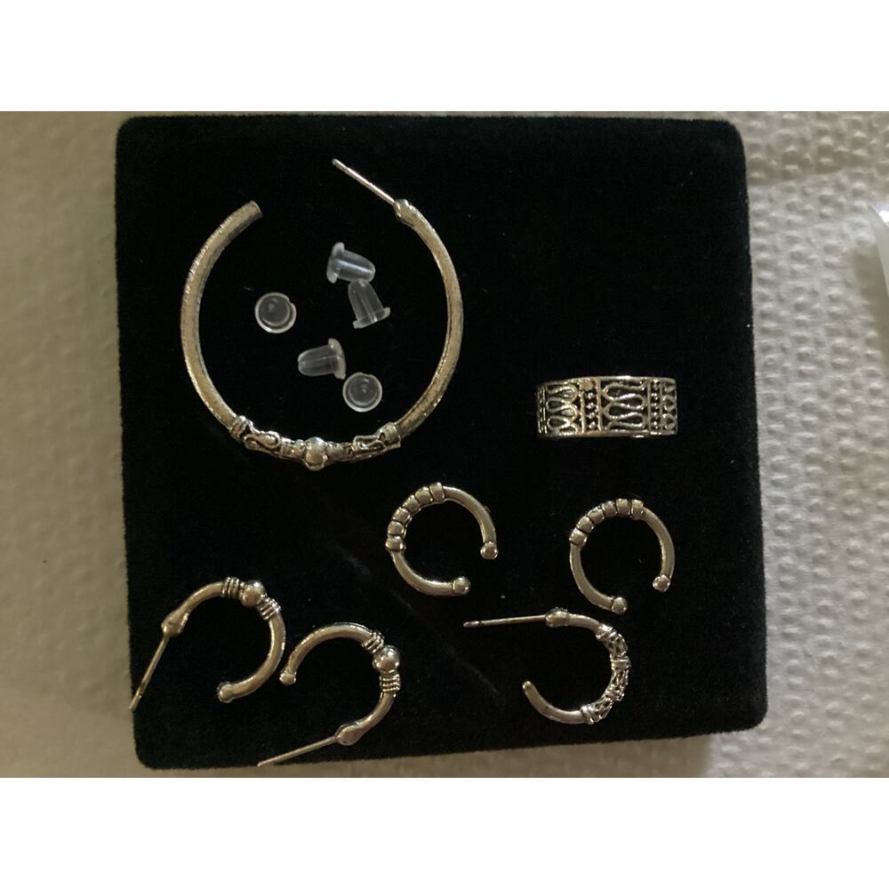 4172 NIP 7 Pc. Set Ear Cuffs Clip Wrap Earrings Antique Silver Tribal Indian